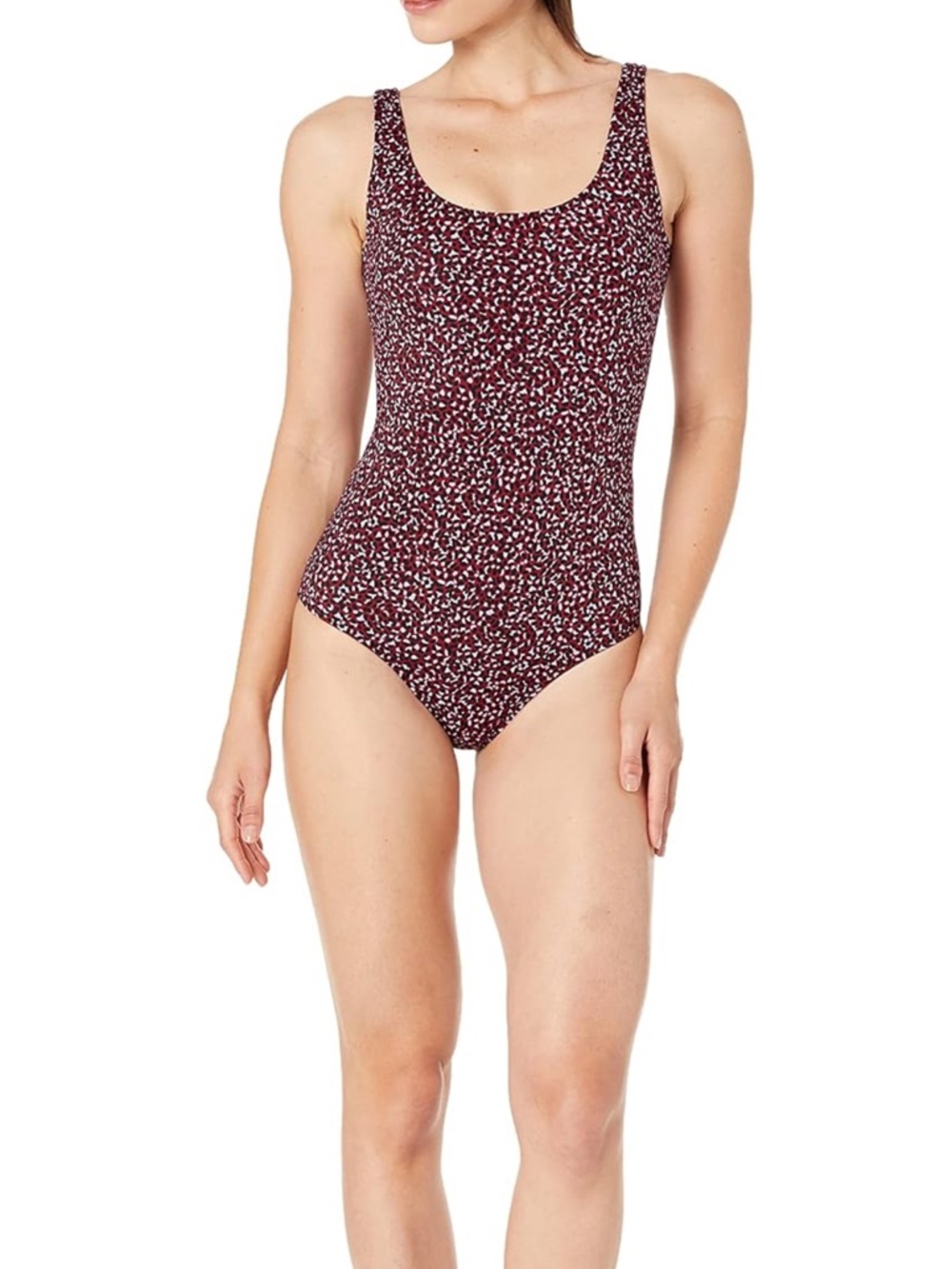 Amazon Essentials Maroon Speckled Scoop One-Piece Swimsuit 1X NWT